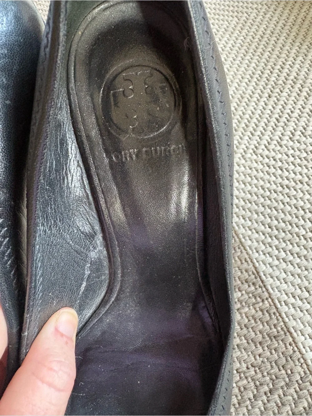 Tory Burch Black Leather Wedge Heels